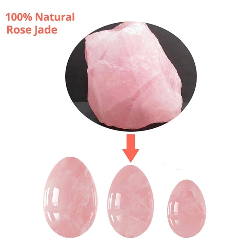 Play Natural Rose Quartz Yoni Egg Set Jade Egg Al Muscle Firming Kegel Exercise  - £23.60 GBP