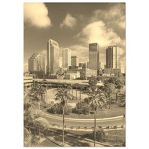 Vintage Tampa City Florida Travel Poster Print Wall Art | Retro Tampa Skyscraper - $19.99