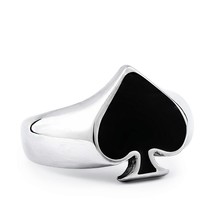 Black Cool Spade Lucky Ring For Man And Woman High Quality Stainless Steel Oil P - £8.41 GBP