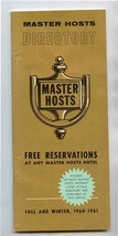 1960 - 1961 Master Hosts Motor Hotels Motel Directory Fall Winter - £11.89 GBP