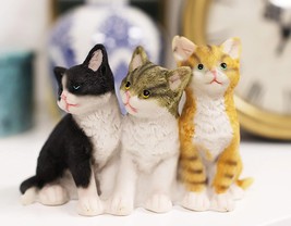 Ebros Lifelike Trio Shorthair Kittens Cats Sitting Side by Side Figurine... - £12.48 GBP