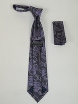Men's Vito Rofolo Italy Tie Hankie Boxed 100% Silk VR-33 Purple Paisley image 3