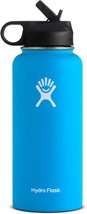 Hydro Flask Vacuum Insulated Stainless Steel Water Bottle Wide Mouth with Straw - £83.15 GBP