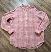 Polo Ralph Lauren 100% Linen Pink White Multi Plaid XL Shirt Men’s Pony ... - $28.88