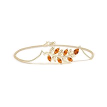ANGARA Pear and Marquise Citrine Olive Branch Bracelet in 14K Solid Gold - £620.66 GBP