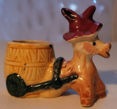 Vintage Donkey with Wagon Toothpick Holder Trinket Holder Ring Cute Ceramic - $14.98