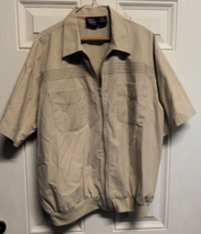 John Blair Shirt Jacket Mens L Short Sleeve Full Zip 70s Vintage Ribbed ... - $24.74