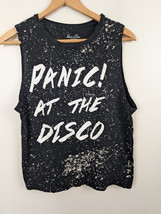 Panic At The Disco Medium M Black Paint Splatter T-shirt Cut Off Sleeves... - £7.86 GBP