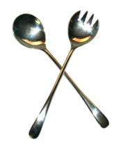 Silverplated 9 inch Salad Serving Spoon and Spoon Fork - Made in ITALY - £9.44 GBP