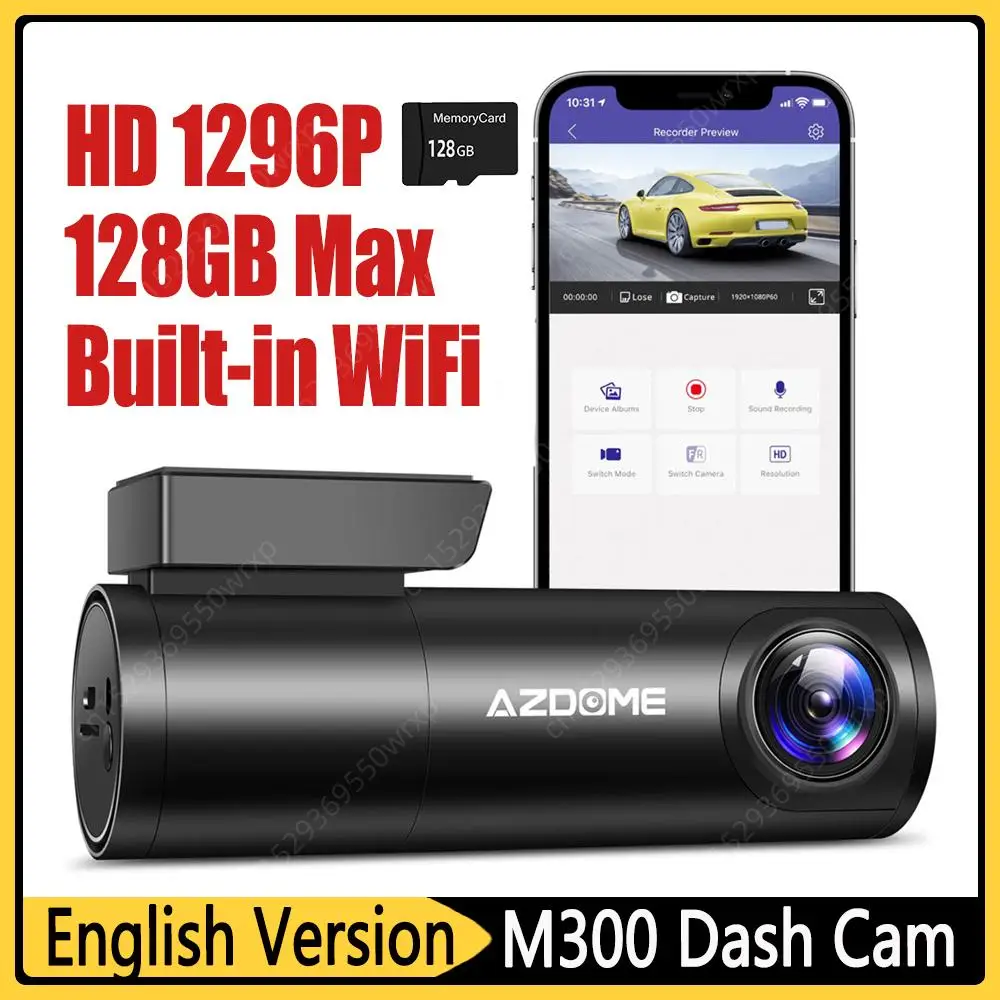 HD 1296P M300 Vehicle Driving Recorder Voice Control WiFi Smart Connect Car - £30.51 GBP
