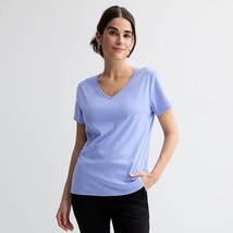Women&#39;s Croft &amp; Barrow® Essential V-Neck Tee, Size: Medium, Palmer Peri - $11.99