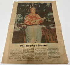 Singing Surfrider Kealoha Perry Hawaii Calls Star Bulletin TH December 1957 - £15.78 GBP