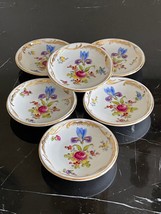 Antique Dresden Porcelain Hand Painted Small Round Nut Dishes Set of 6 - £67.05 GBP