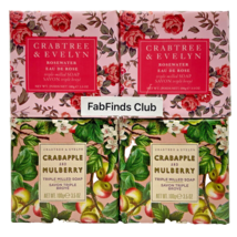 4x Crabtree &amp; Evelyn Rosewater &amp; Crabapple Bar Soap Triple Milled  3.5oz/100g - £15.30 GBP