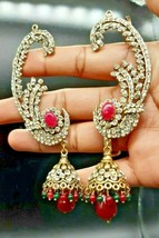 Indian Antique Gold Plated Bell Wedding Bollywood Jhumka Earrings red Jhumki - £26.99 GBP