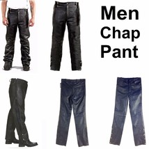 Biker Chaps Pants Naked Cowhide Leather with Side Zipper &amp; Snap - £119.47 GBP