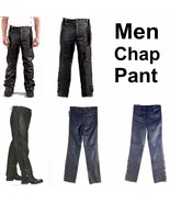 Biker Chaps Pants Naked Cowhide Leather with Side Zipper &amp; Snap - £120.10 GBP