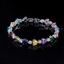 New Fashion Cubic Zircon Jewelry Multi Color Austrian Crystal Love  Heart Shape  - £16.42 GBP
