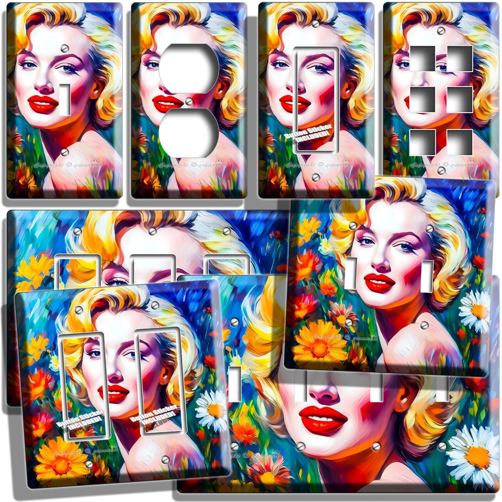 EXCLUSIVE IMPRESSIONISM ART MARILYN MONROE LIGHT SWITCH OUTLET WALL PLATES DECOR