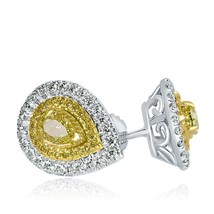 Authenticity Guarantee 
1.35 CT Pear Natural Fancy Yellow Diamond Stud Earrin... - £2,354.26 GBP