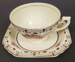 Antique Thomas Hughes &amp; Sons Staffordshire Unicorn Rosalie Tea Cup and S... - $21.37