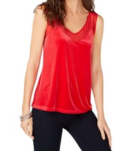 allbrand365 designer Womens Velvet Sheer Inset Top,Real Red,Small Petite - £47.45 GBP