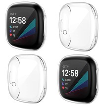 4-Pack Screen Protector Case Compatible With Fitbit Sense/Versa 3, Soft Tpu Plat - £10.34 GBP