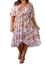 Shopin In La conversation starter floral faux wrap dress in White/Brown - £37.85 GBP