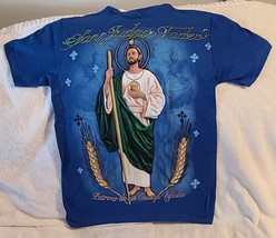 San Judas Tadeo Saint Jude Apostle Religious Judas Thaddeus Blue T-SHIRT Shirt - £8.99 GBP