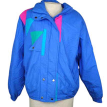 Obermeyer Vintage 80s Winter Coat Jacket Blue Neon Style Dazzler Size Med  - £58.40 GBP