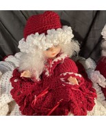 Vintage Santa &amp; Mrs Claus 14&quot; Dolls Handmade Crochet Clothes  Christmas - $61.74 CAD