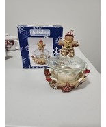 GINGERBREAD MAN GLASS COVERED CANDY DISH WITH RESIN BASE  7X5 IN - $18.00