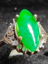 Icy Ice Green 100% Natural Burma Jadeite Jade Ring # Type A Jadeite # - £391.68 GBP