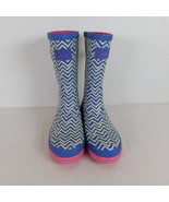 Joules Blue Stripe Pink Sole Mid Height Wellington Rain Boots Women US s... - £21.66 GBP