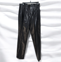 VTG Pia Rucci 80s Leather Slacks Woman 14 Black Straight Leg Moto Biker ... - $37.39