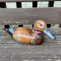 Vintage Wooden Duck Decoy Glass Eye Hand Painted 15” Hand Made Carved - £39.95 GBP