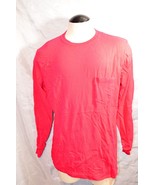 Lands End Shirt Size Large 42 - 44 Long Sleeve Polo Rugby Cotton Red  - £11.88 GBP