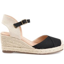 Journee Collection Womens 9 M Black Tan Ankle Strap Wedge Sandals NIB WD3 - £12.71 GBP