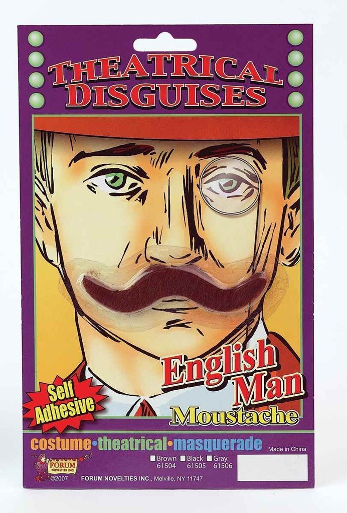 FORUM SELF ADHESIVE ENGLISHMAN ENGLISH MAN BROWN THEATRICAL MOUSTACHE 61504 Item image 3