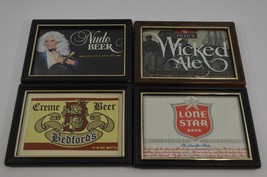 Framed Beer Labels Nude Lone Star Bedford&#39;s Pete&#39;s Wicked Ale 6x8 Advert... - £26.54 GBP