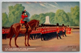 HM The Queen At The Ceremony of Trooping The Colors By Conrad Leigh Postcard R23 - £5.55 GBP