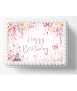 Coquette Pink Bows Girl Edible Image Chinoiserie Birthday Party Edible C... - $22.59 CAD