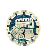Vtg Sterling Signed 925 Mexico Carved Tribal Chief Aztec Azurite Brooch ... - £94.14 GBP