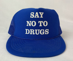 Vintage Say No To Drugs Hat Blue Trucker Snapback Cap 80s 90s - $29.99