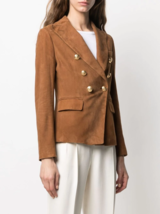 Women lambskin suede leather blazer jacket 4 - $148.49