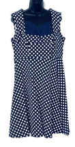 Miusol Women&#39;s Navy White Polka Dots Swing Dress Retro Size 2XL RUNS SMALL - $21.66