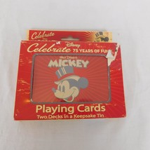 Disney 75 Years of Mickey Mouse Collectible Tin 2 packs Playing Cards Un... - $14.52