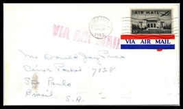 1953 US Air Mail Cover - Hewlett, New York to Sao Paulo BRAZIL U5 - £2.32 GBP