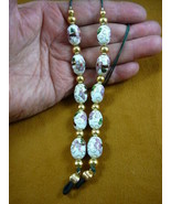 #E-66-142) White Cloisonné Eyeglass leash holder gold necklace Wow - £32.36 GBP