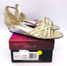 Easy Street Tarrah Wedge Slingback Sandals -GOLD Glitter, US 7.5M - £17.38 GBP